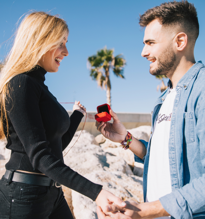  A couple sharing a proposal moment — Flowjo helps couples create memories like this.