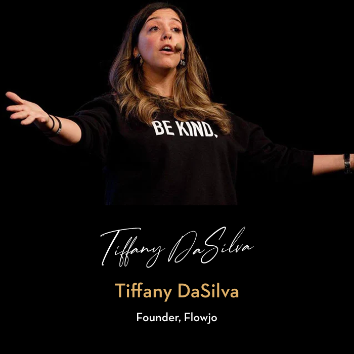 Tiffany DaSilva, founder of Flowjo, speaking at a conference.